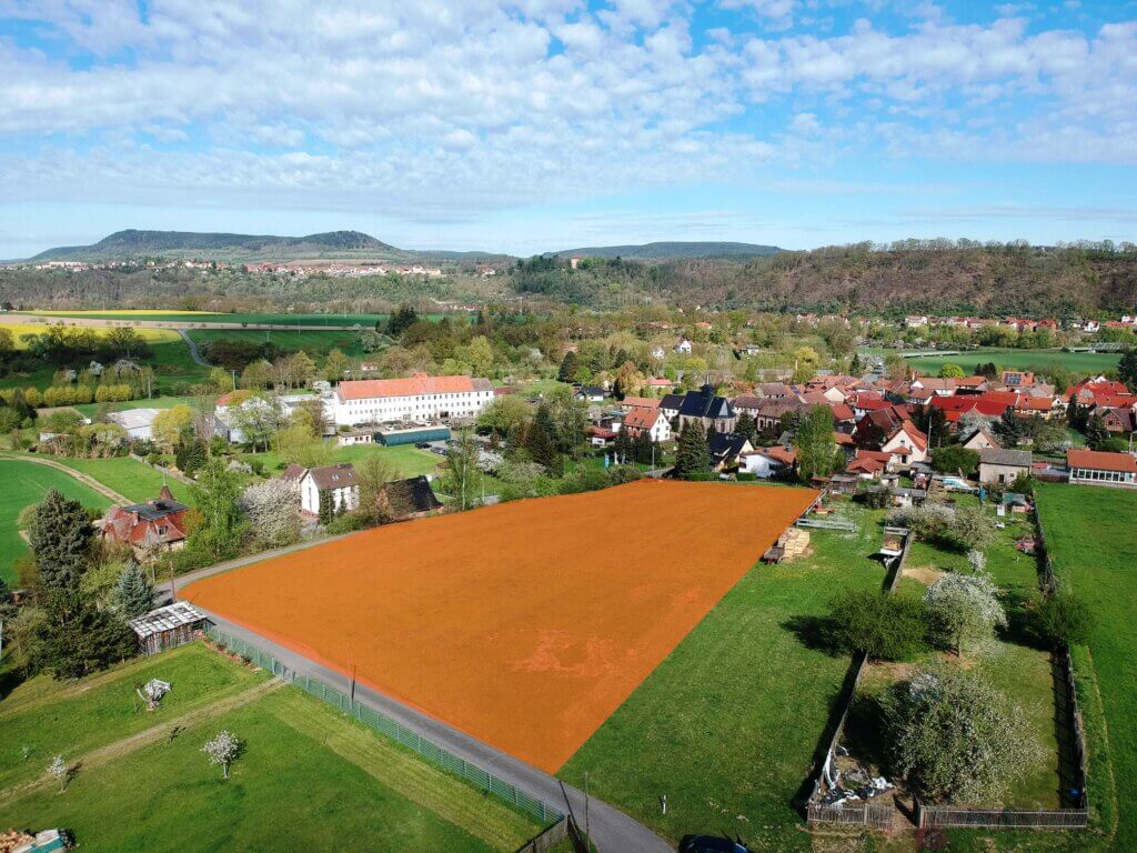 Tiny House Fläche südlich von Jena Freienorla Am Kirchsteig Luftbild
